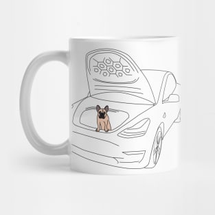 French Bull Dog Puppy in a Tesla Model 3 Frunk Mug